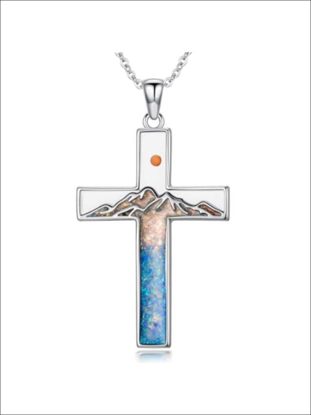 925 Sterling Silver Mustard Seed Cross Pendant Necklace 18"